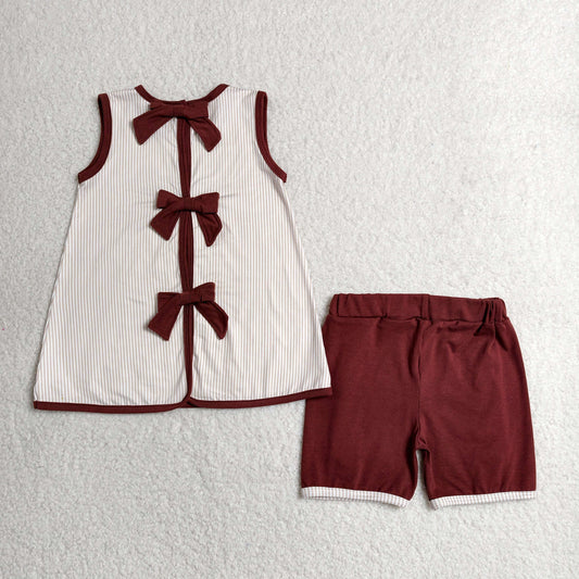 GSSO2763 it's alright to be little bitty Guitar Boots Hat Stripe Brown Sleeveless Shorts Girls Set 202606 RTS