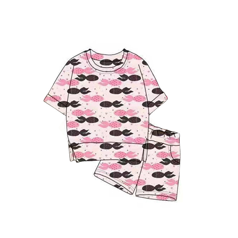 MOQ 5 PCS preorder GSSO2820 Goldfish Pink Short Sleeve Shorts Girls Sets 202511