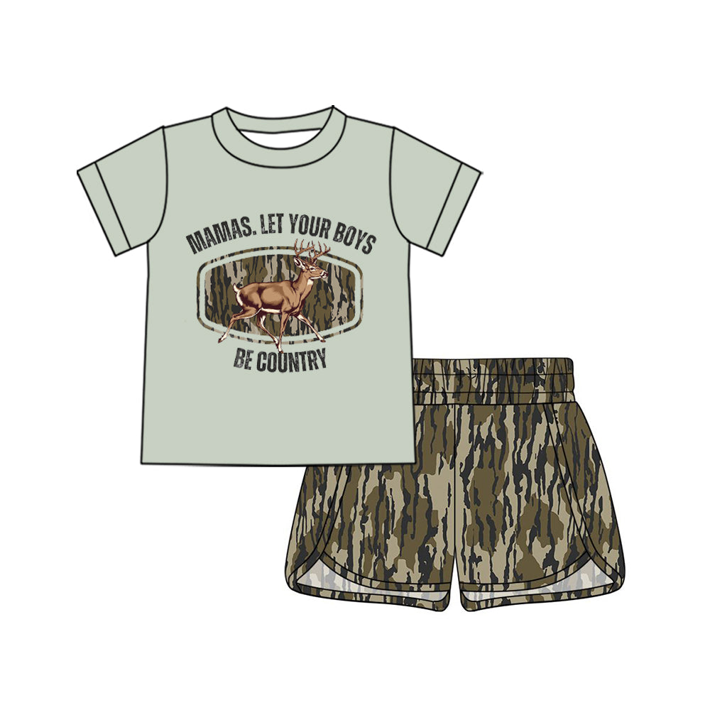 MOQ 5 PCS preorder GSSO3017 Adult Female Deer Hunting Gray Green Camouflage Short Sleeve Shorts Sets 202512