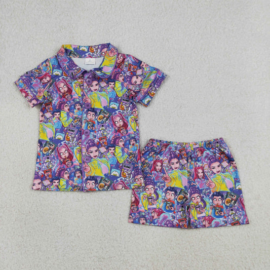 GSSO3087 K-POP Polo Short Sleeve Shorts Girls Pajama Set 202604 RTS