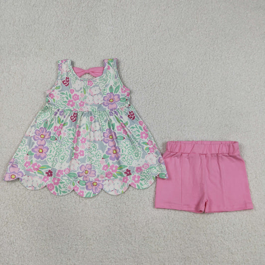 GSSO3385 Flower Leaf Sleeveless Shorts Girls Sets 202605 RTS