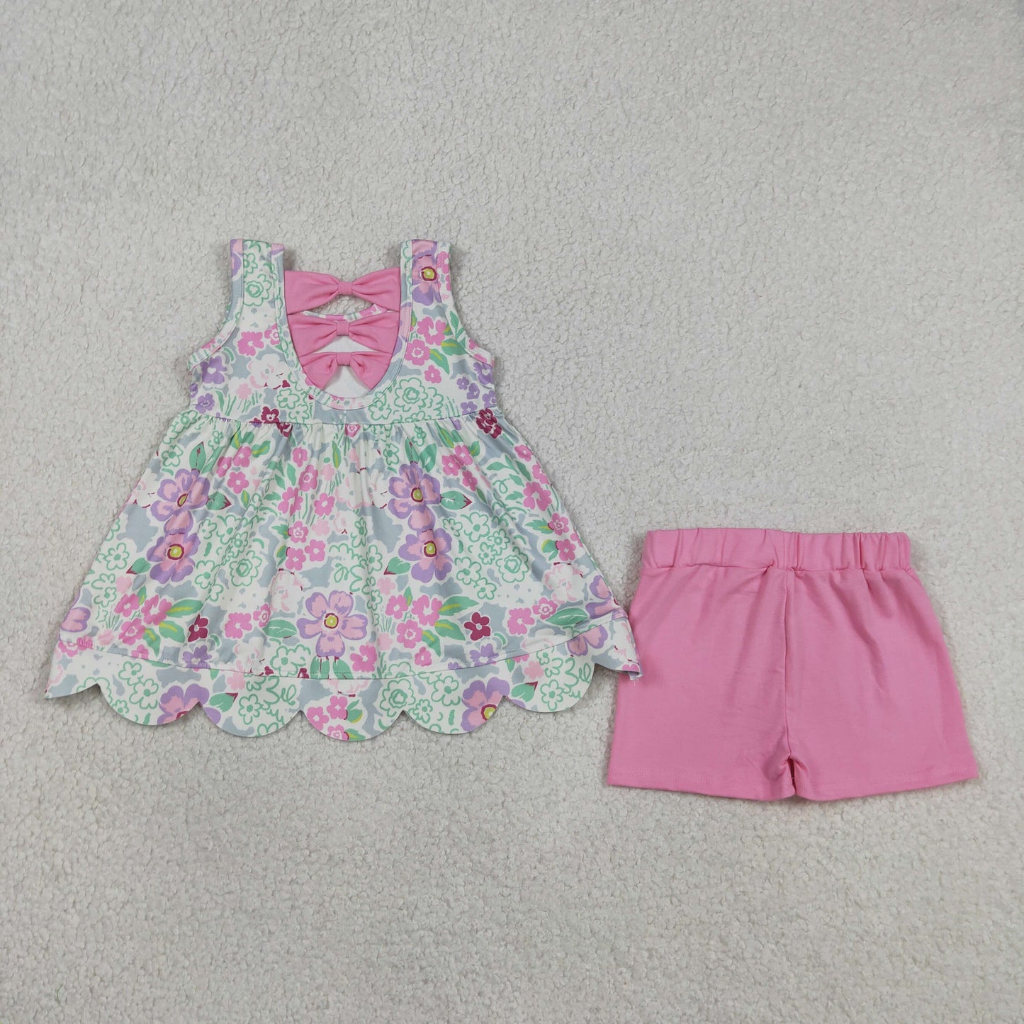 GSSO3385 Flower Leaf Sleeveless Shorts Girls Sets 202605 RTS