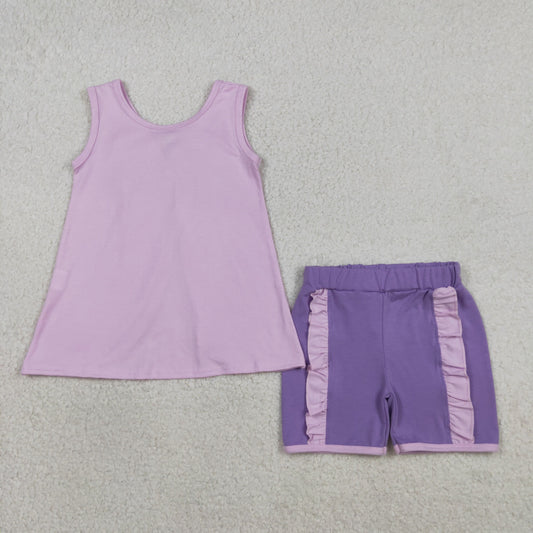 GSSO3461 Purple Big Bow Sleeveless Shorts Girls Sets 202603 RTS