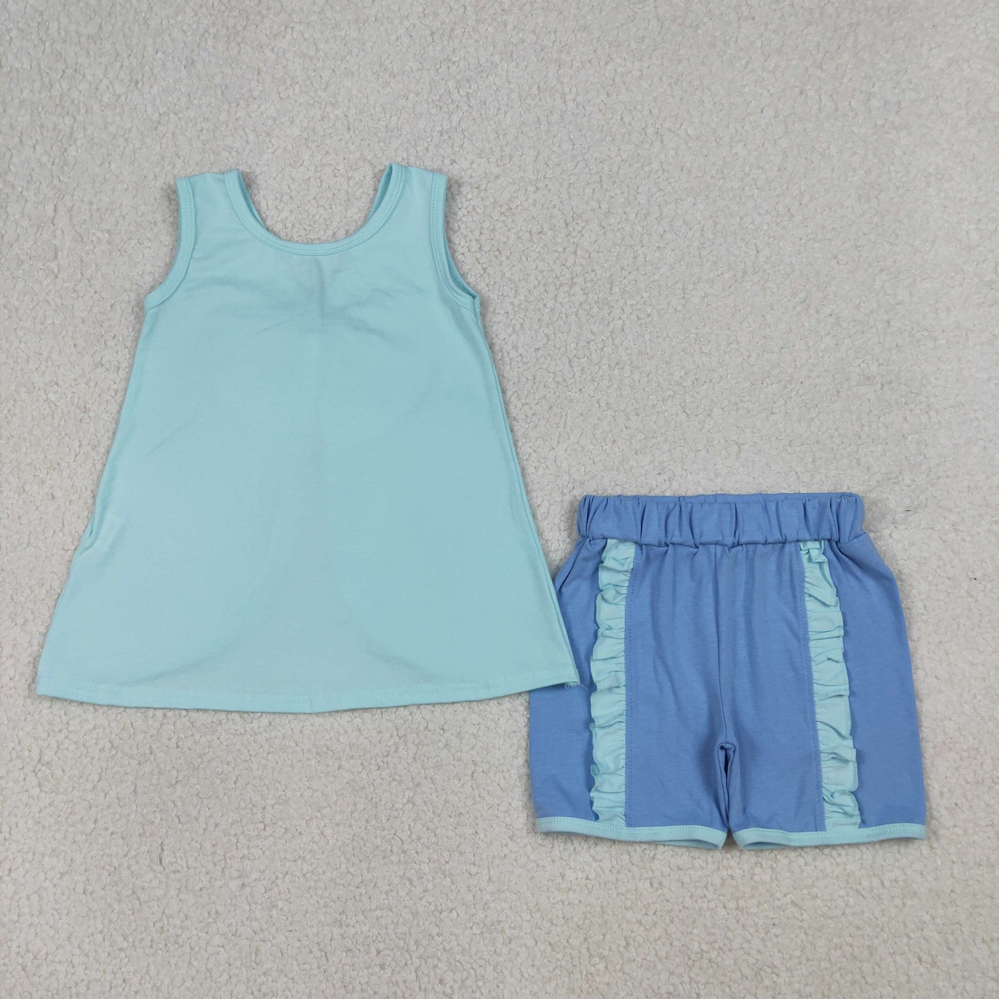 GSSO3463 Blue Big Bow Sleeveless Shorts Girls Sets 202604 RTS
