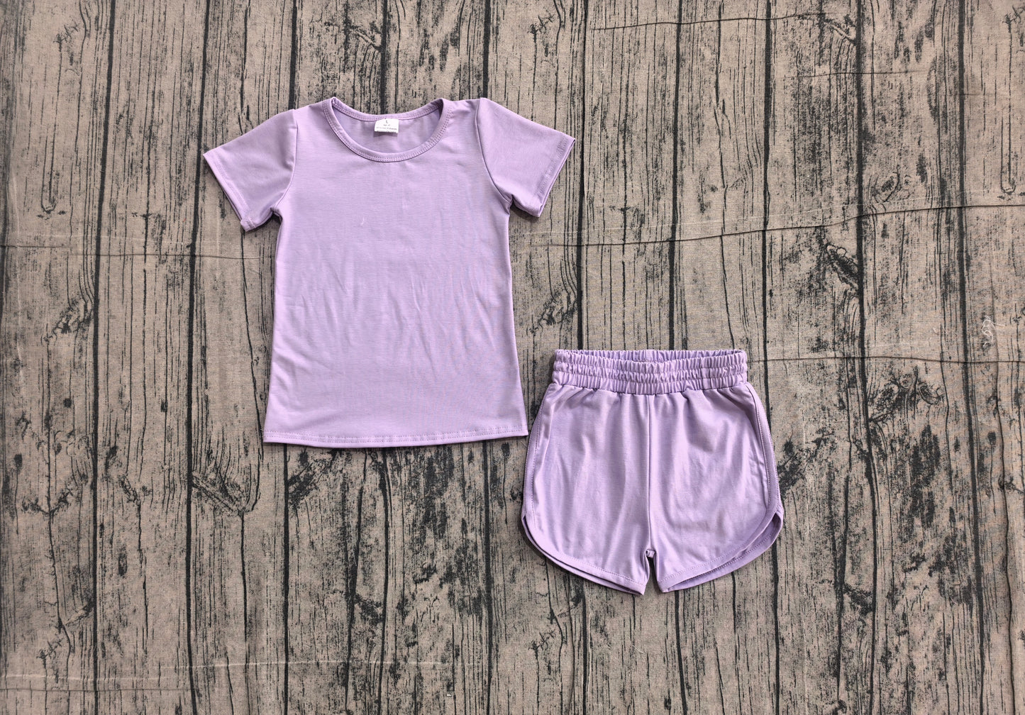 NO MOQ Preorder GSSO3759 Solid Purple Short Sleeve Shorts Girls Yoga Sets 202605