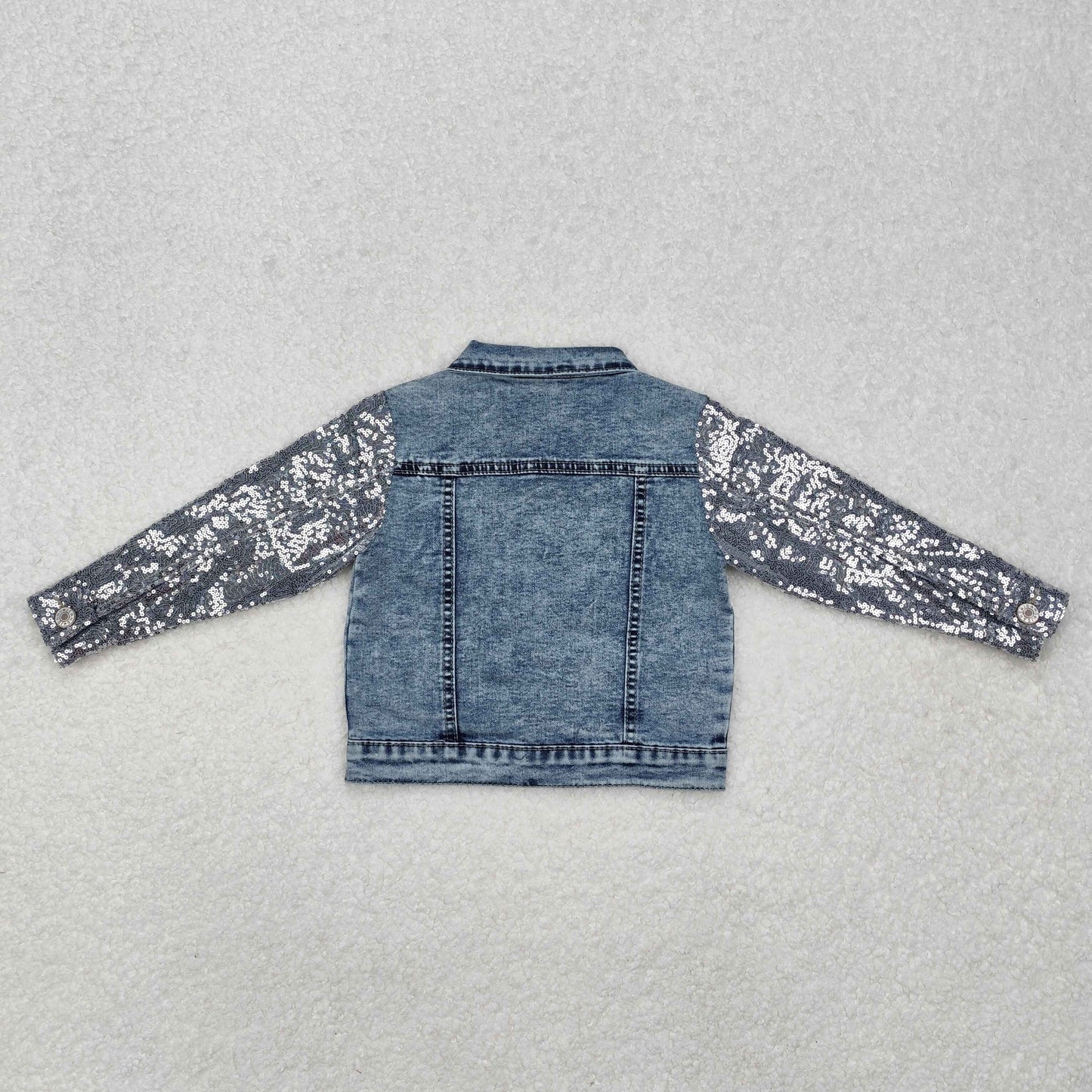 GT0148 Blue Denim Sequin long sleeve top western girls boutique outfit 202501
