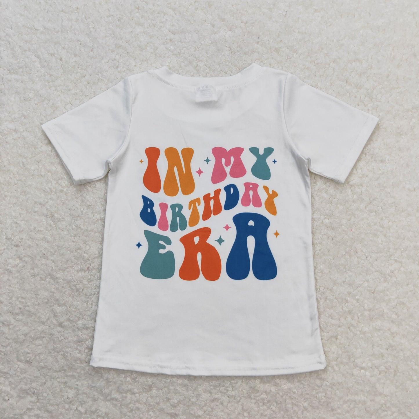 GT0503 in my birthday era letter white short-sleeved girls top RTS 202509