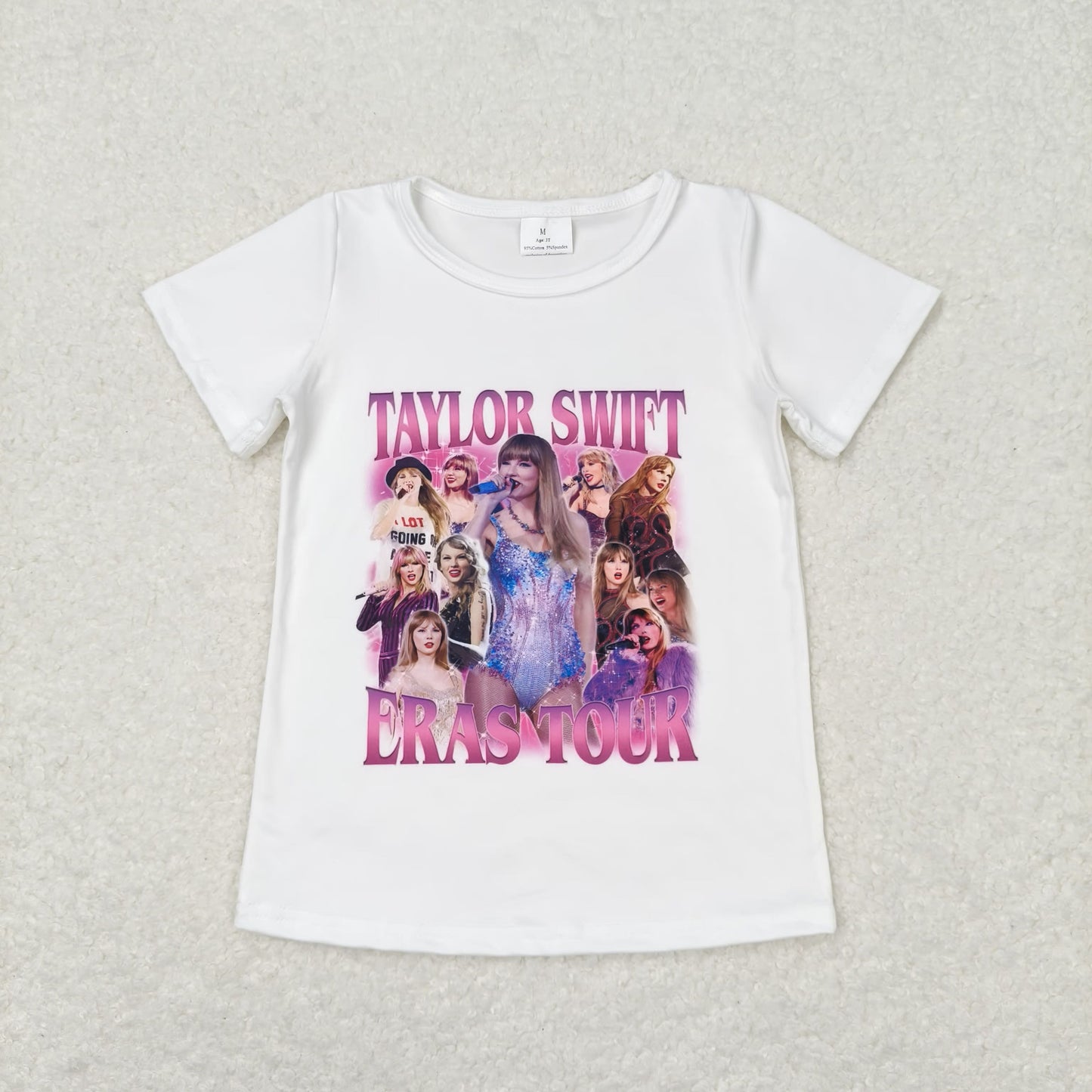 GT0506 Swift Taylor White Pink Short Sleeve Top Shirts Girls Boutique clothes 202404 RTS