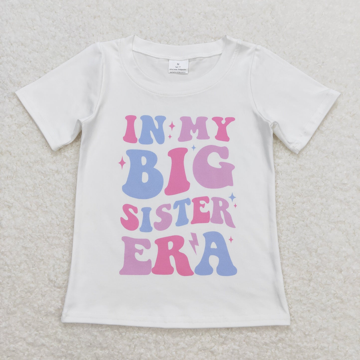 GT0508 Colored Letter White Short Sleeve Top Shirts Girls Boutique clothes 20240410 RTS