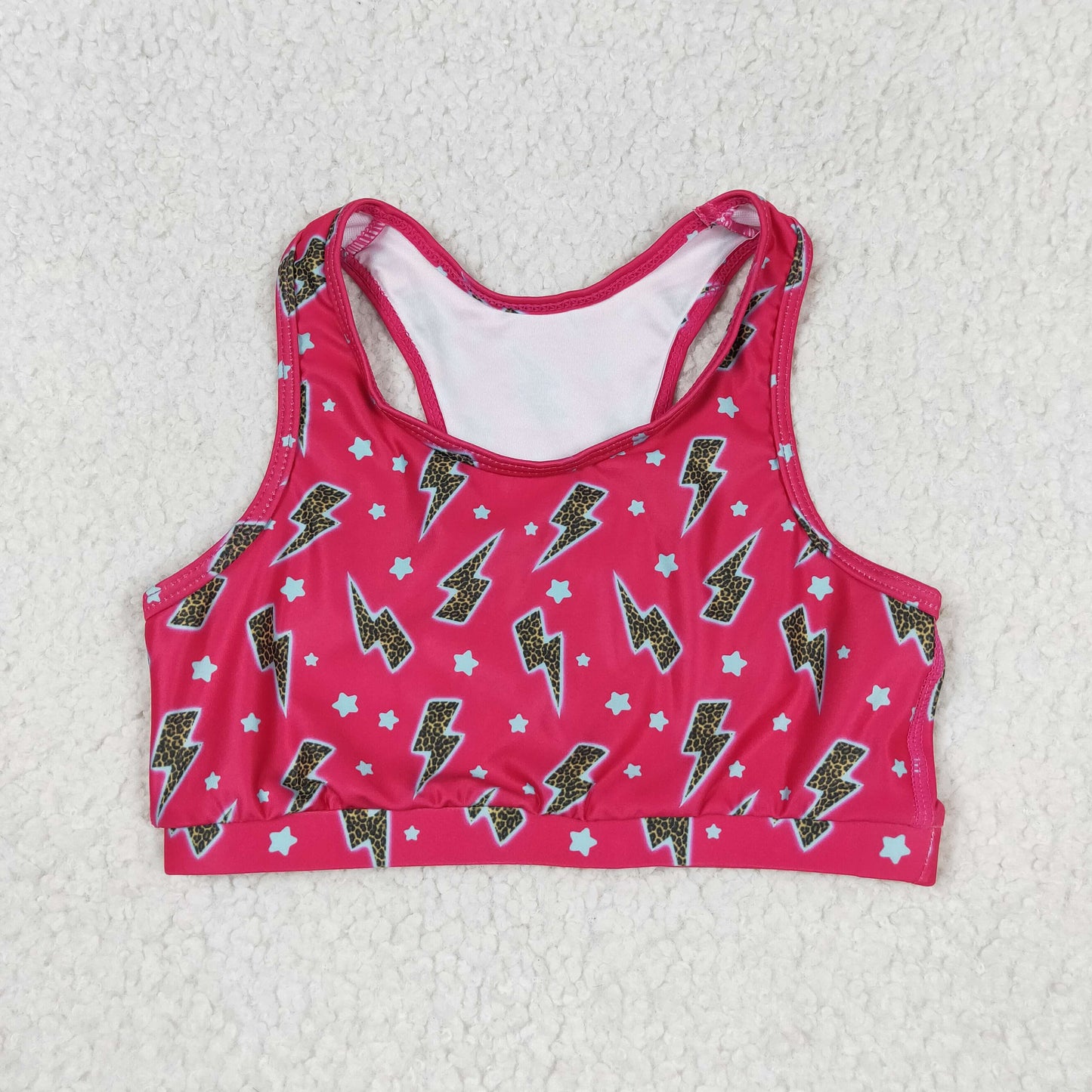 GT0519 Star Lightning rose red sleeveless top high quality wholesale organic kids clothing