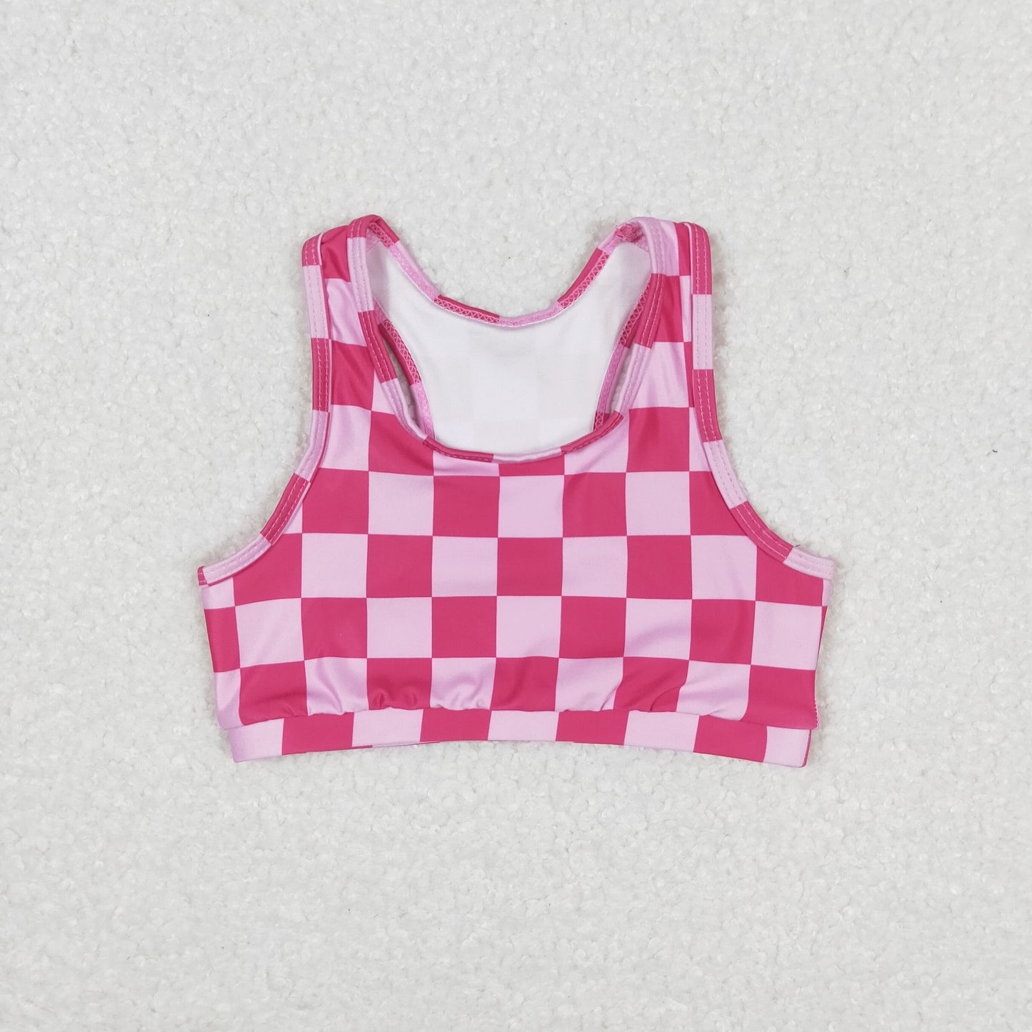GT0521 Pink plaid sleeveless top high quality wholesale children applique clothing