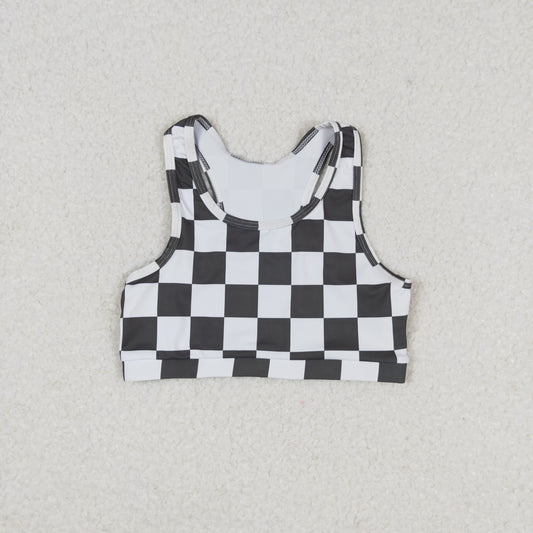 GT0522 Black and white plaid sleeveless top high quality children clothing china