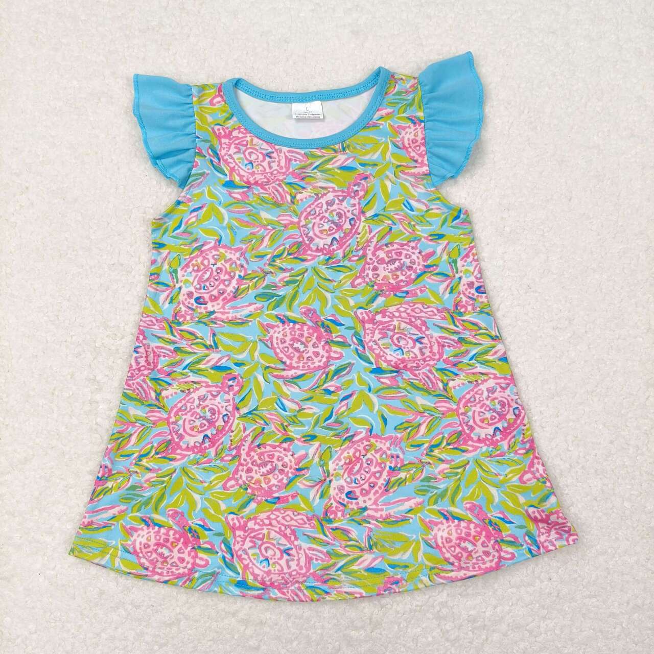 GT0566 Blue Ruffle Pink Flower sleeveless dress valentines outfit sets boutique baby girl outfit RTS 202412