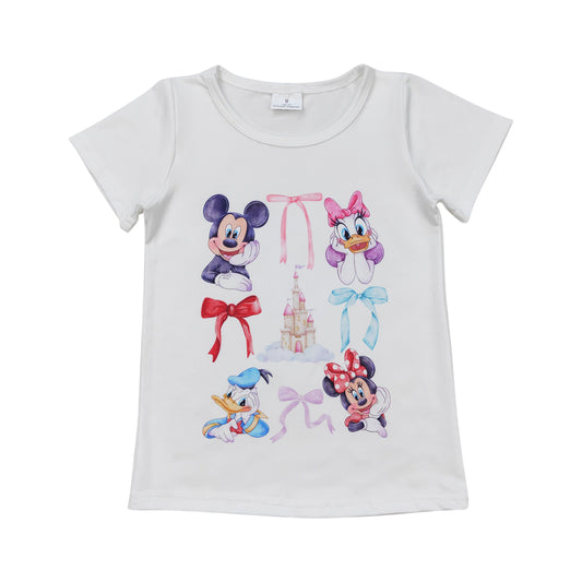 GT0570 Mickey Mouse Cartoon White short sleeve t-shirts Baby Girls boutique outfit 202502 RTS