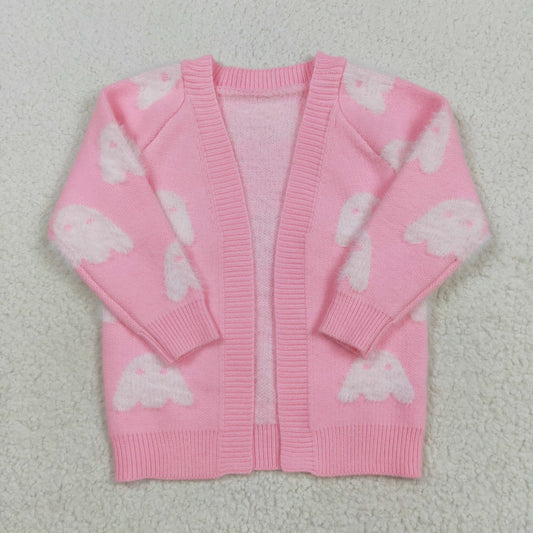 GT0650 Halloween Ghost Pink Long Sleeve Cardigan Sweater 202508 RTS