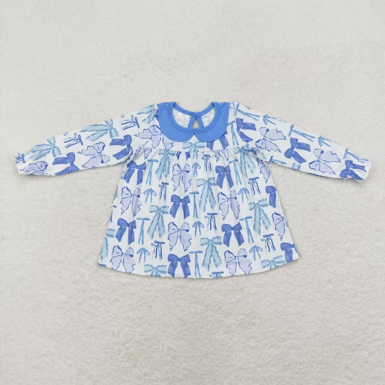 GT0666 RTS sky blue with bow patterned long-sleeved top