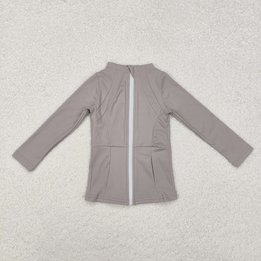GT0679 NO MOQ Gray Slim Long-Sleeved Girls Yoga Top RTS 202509