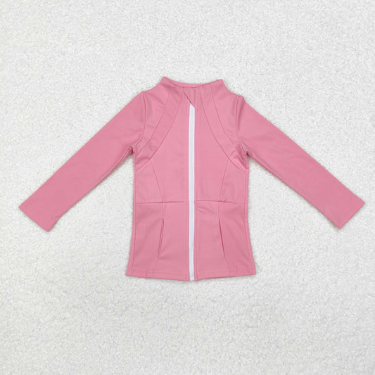 GT0680 Pink yoga dress zip-up long-sleeved top