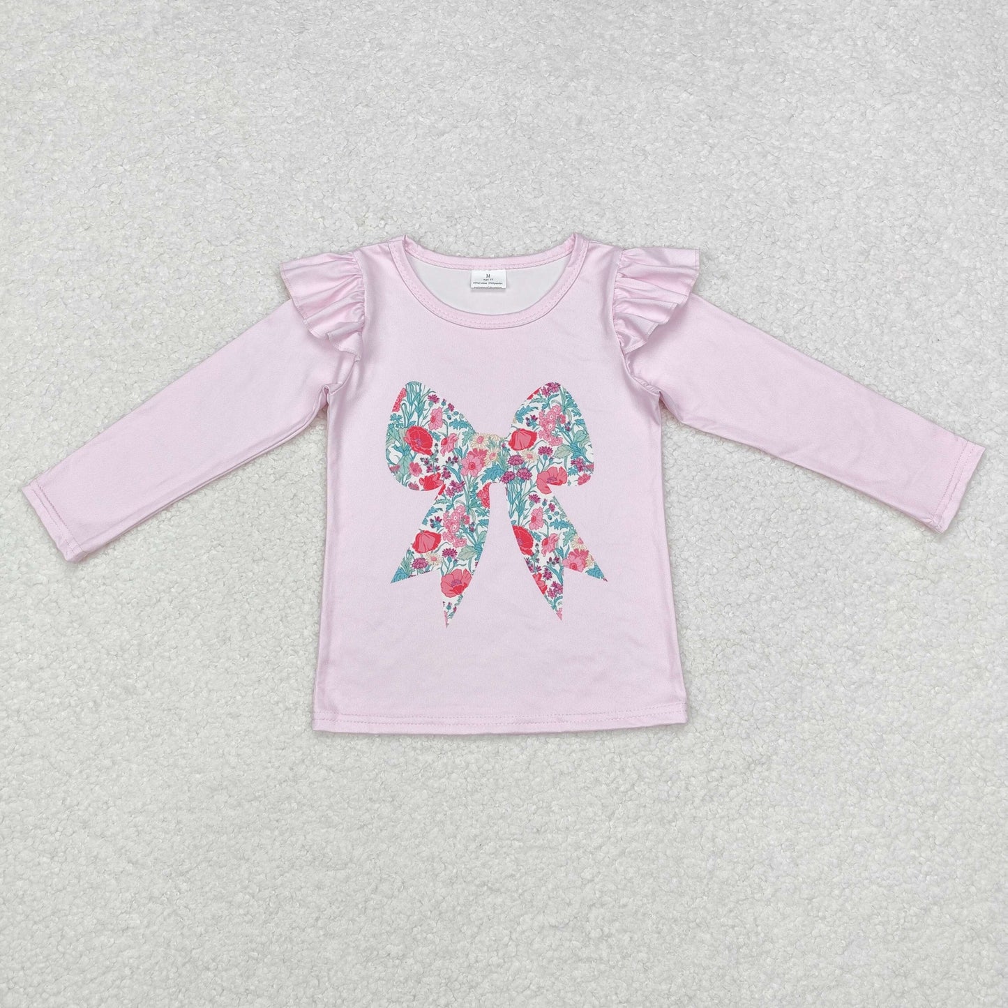 GT0699 floral bow pattern Pink lace long sleeve top high quality