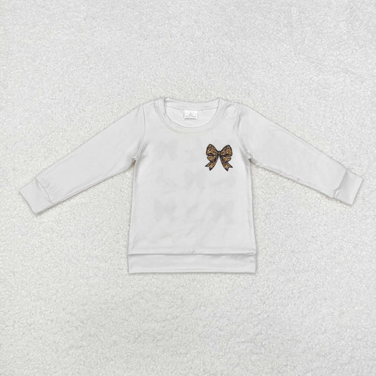 GT0759 Duck Hunting Bow Pattern White Long Sleeve Girls Top RTS 202509