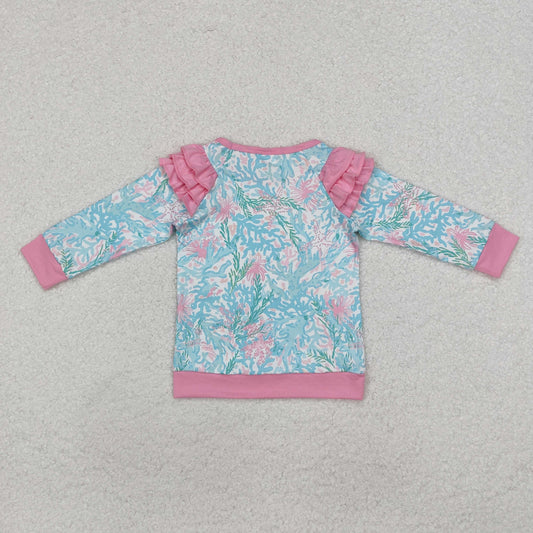 GT0763 Seaweed Pink Ruffle Long Sleeve Girls Top RTS 202510