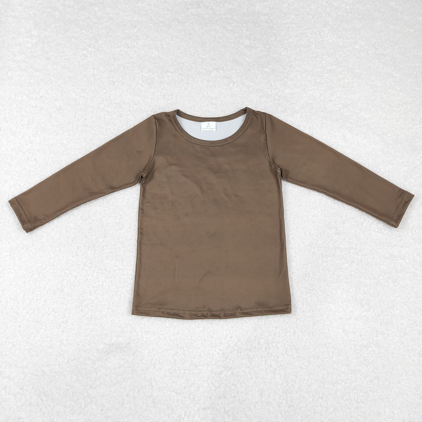 GT0799 Solid Brown Long-Sleeved Girls Top RTS 202509