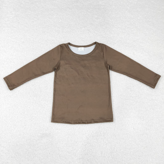 GT0799 Solid Brown Long-Sleeved Girls Top RTS 202509