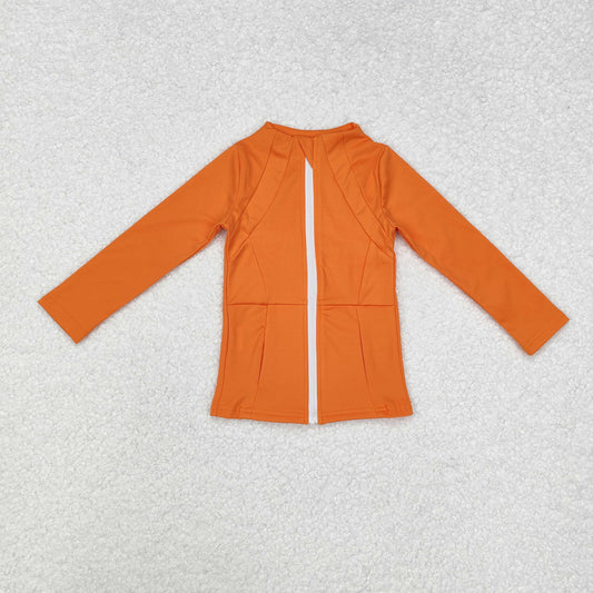 GT0825 Orange Yoga Zip-up Long-Sleeved Girls Top RTS 202509