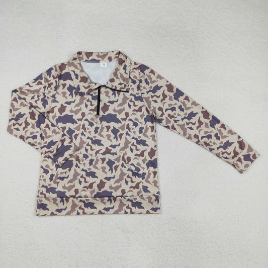 GT0828 Adult Women's Pocket Camouflage Zip-Up Long-Sleeved Top RTS 202509