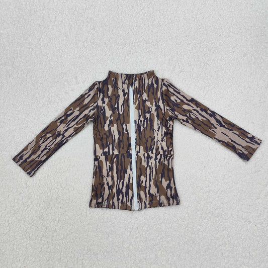 GT0850 Yoga outfit brown camouflage zipper top girls boutique athlete clothes 202412RTS