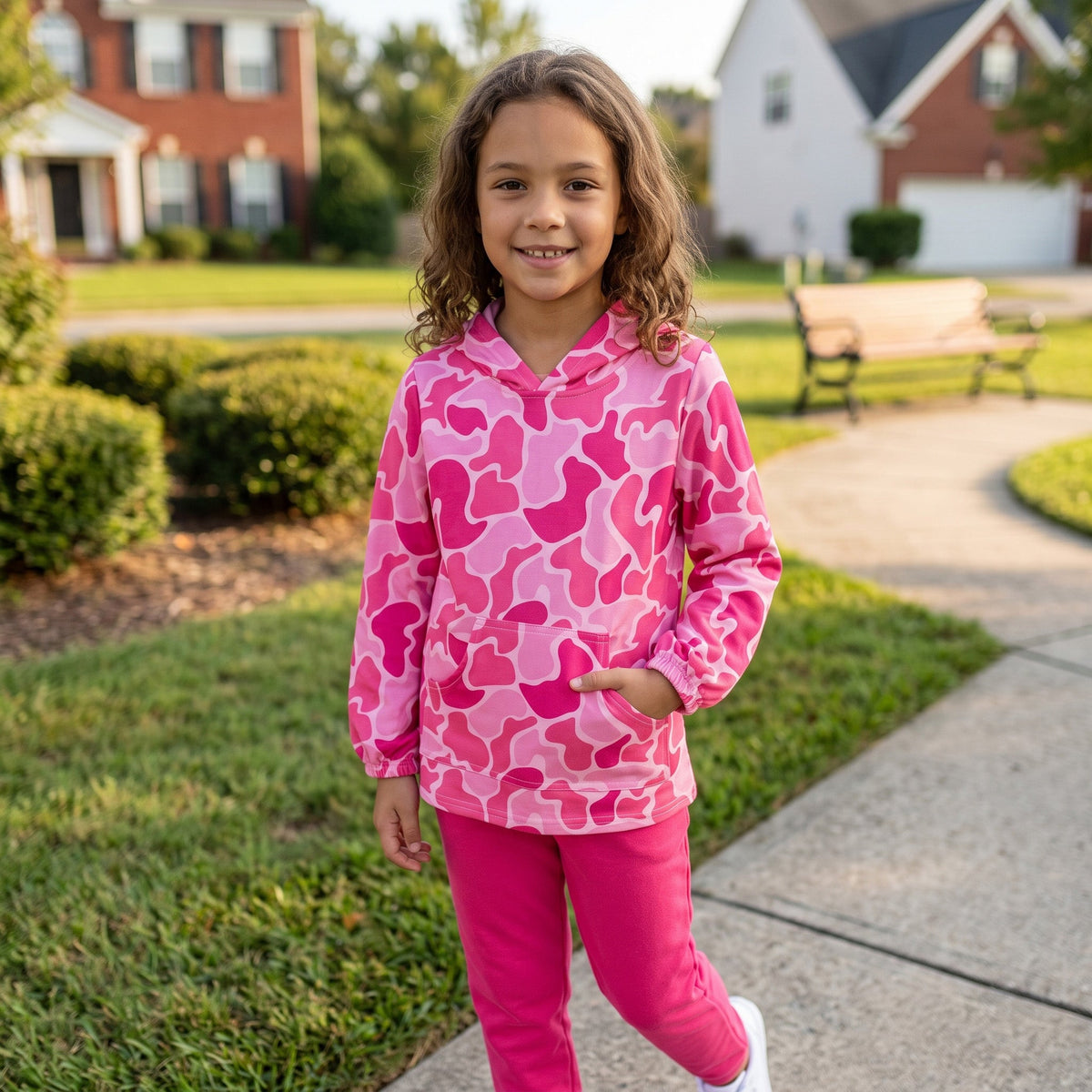 GT0866 Hunting Camo Pink Hoodie Kids Girl Pullover