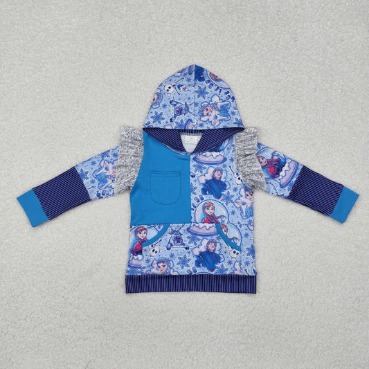 GT0890 Let it go Frozen Princess Blue and Purple Hooded Long-Sleeved Girls Top RTS 202509