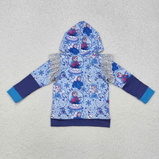 GT0890 Let it go Frozen Princess Blue and Purple Hooded Long-Sleeved Girls Top RTS 202509