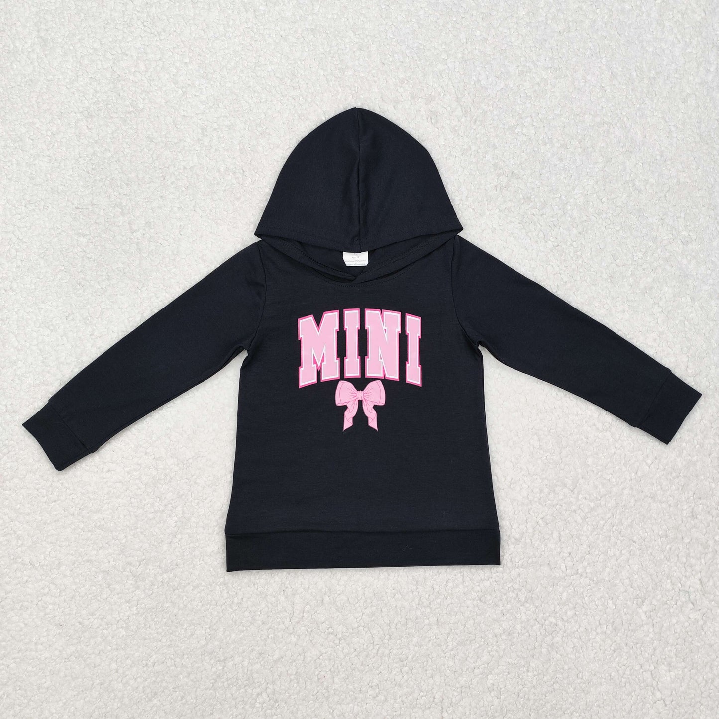 GT0902 Offset printing Mini Bow Black Hoodie long sleeve top valentines baby girl Boutique Outfit RTS 202412
