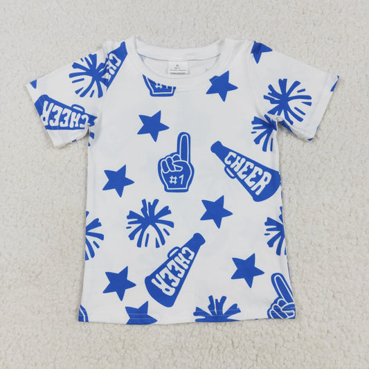 GT0941 fireworks cheer blue short sleeve shirts girls Boutique outfit 202502 RTS