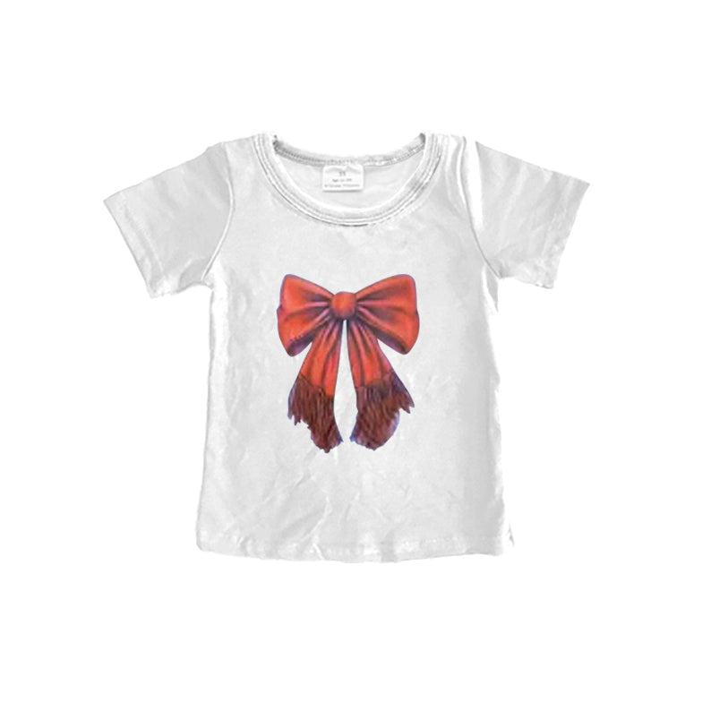 Preorder GT0950 white red bow short sleeve top shirts Girls Boutique Summer clothes 202502