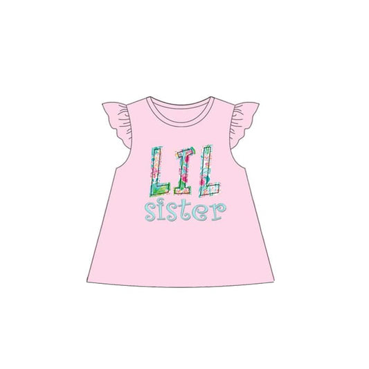 preorder GT0957 Little Sister Pink Flying Sleeve Top Shirts Girls Boutique clothes 202503