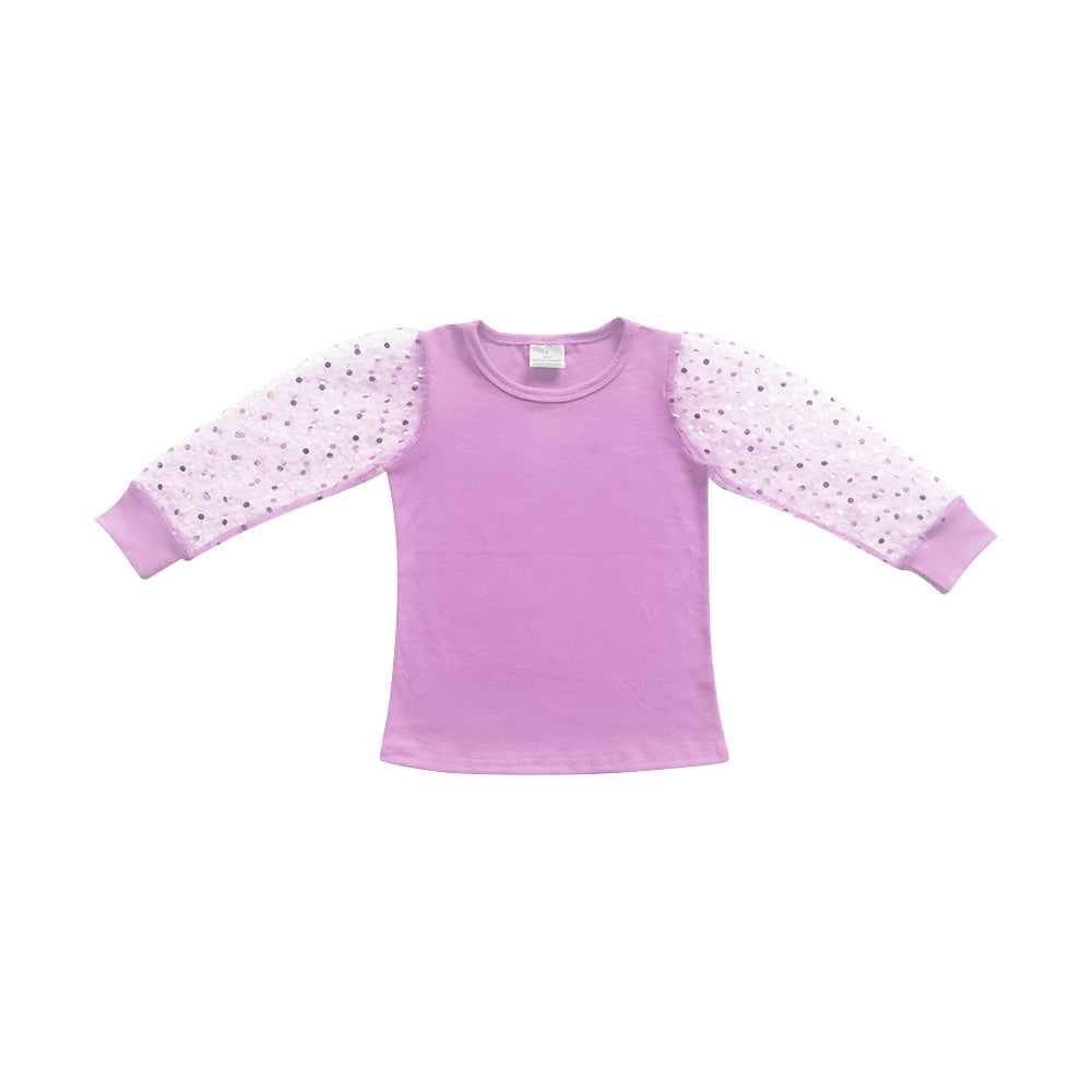 preorder GT0961 purple Pink Sequin Long Sleeve Top Girls Boutique Outfit 202503