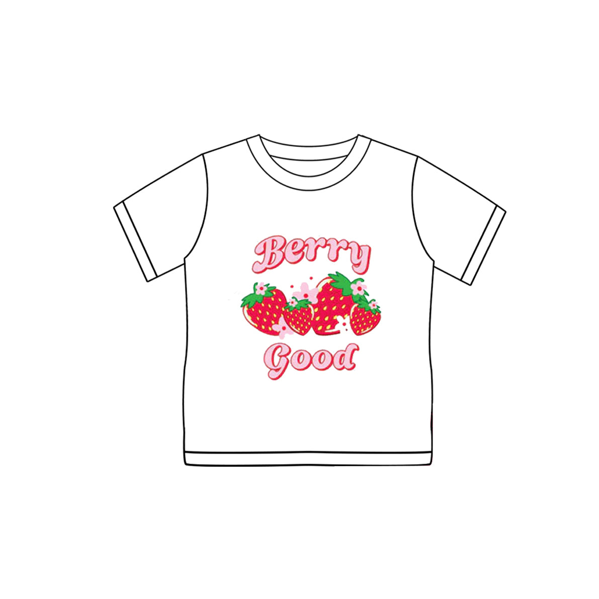 preorder GT0963 White Red Strawberry Short Sleeve Top Shirts Girls Boutique clothes 202503