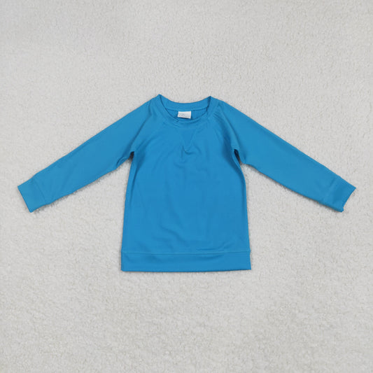 GT0969 Yoga Top Pure Blue Long Sleeve Top Shirts Girls Boutique clothes 202505 RTS