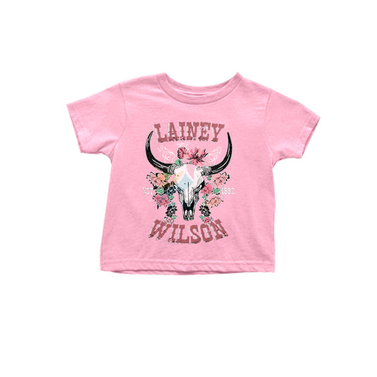 preorder GT0977 Wilson Cow Flower Pink Short Sleeve Top Shirts Girls Boutique clothes  202503