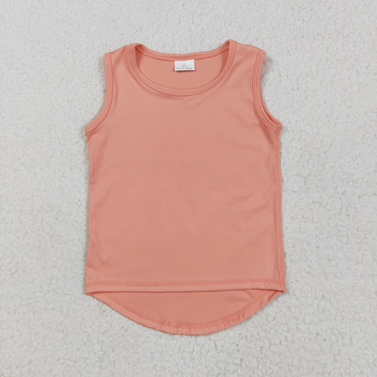 GT0984 Pure Orange Yoga Milk Silk Sleeveless Top Shirts Girls Boutique clothes 202505 RTS