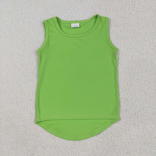 GT0985 Pure Green Yoga Milk Silk Sleeveless Top Shirts Girls Boutique clothes 202505 RTS