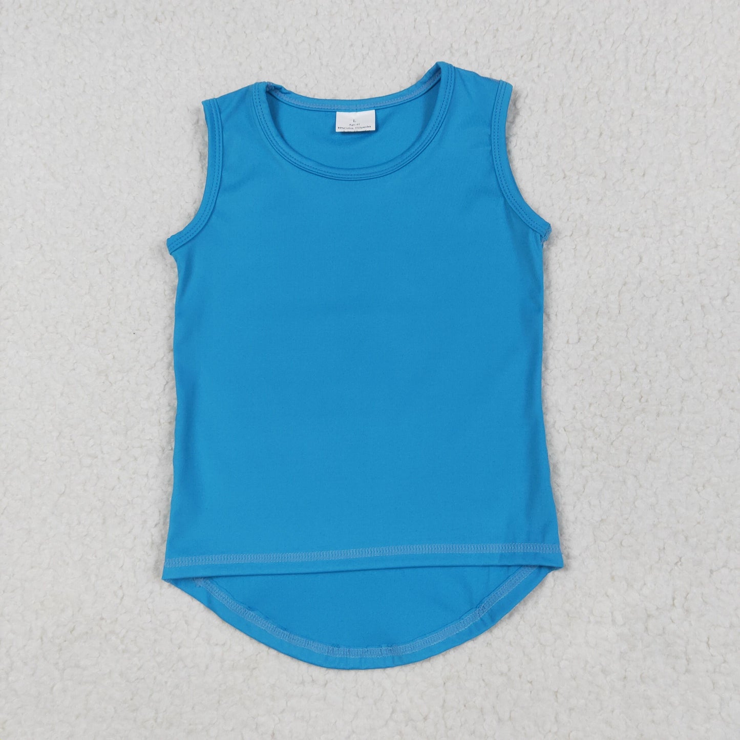 GT0986 Pure Blue Yoga Milk Silk Sleeveless Top Shirts Girls Boutique clothes 202505 RTS