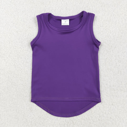 GT0996 Pure Dark Purple Yoga Milk Silk Sleeveless Top Shirts Girls Boutique Outfits 202505 RTS