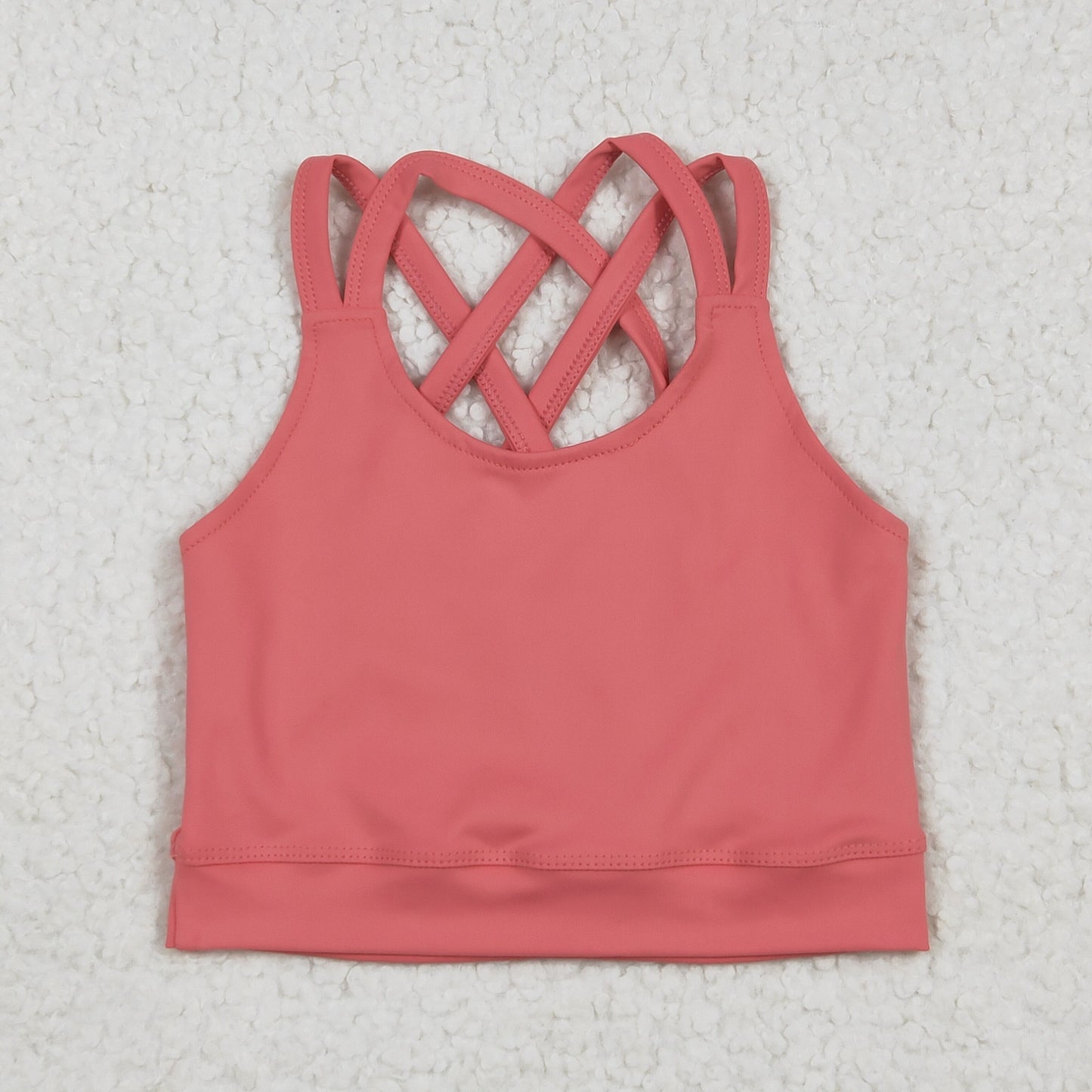 GT1004 Pure Coral Red Yoga Milk Silk Halter Vest Girls Boutique Outfits 202506 RTS