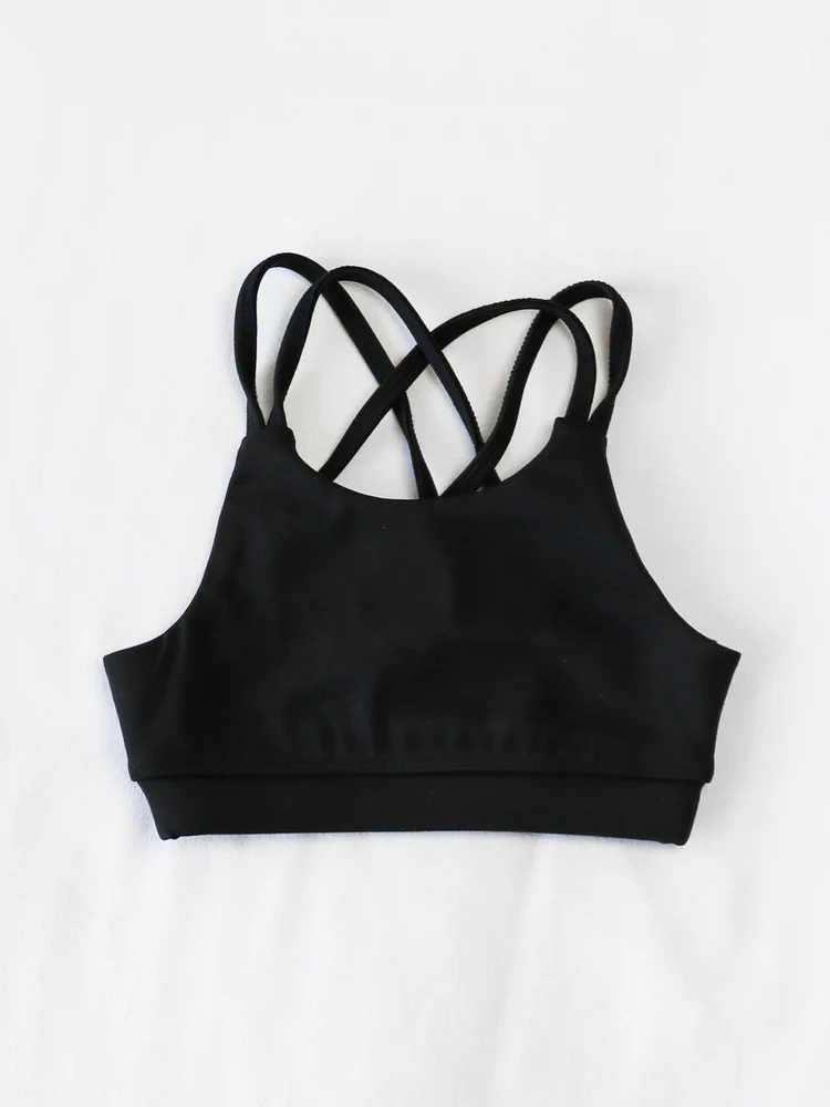 preorder GT1011 Pure Black Yoga Milk Silk Halter Vest Girls Boutique Outfits 202503