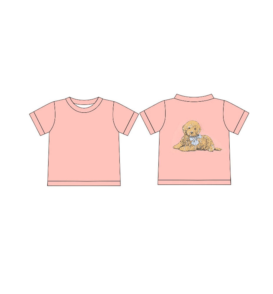 preorder GT1020 Puppy Pink Short Sleeve Top Shirts Girls Boutique clothes 202504