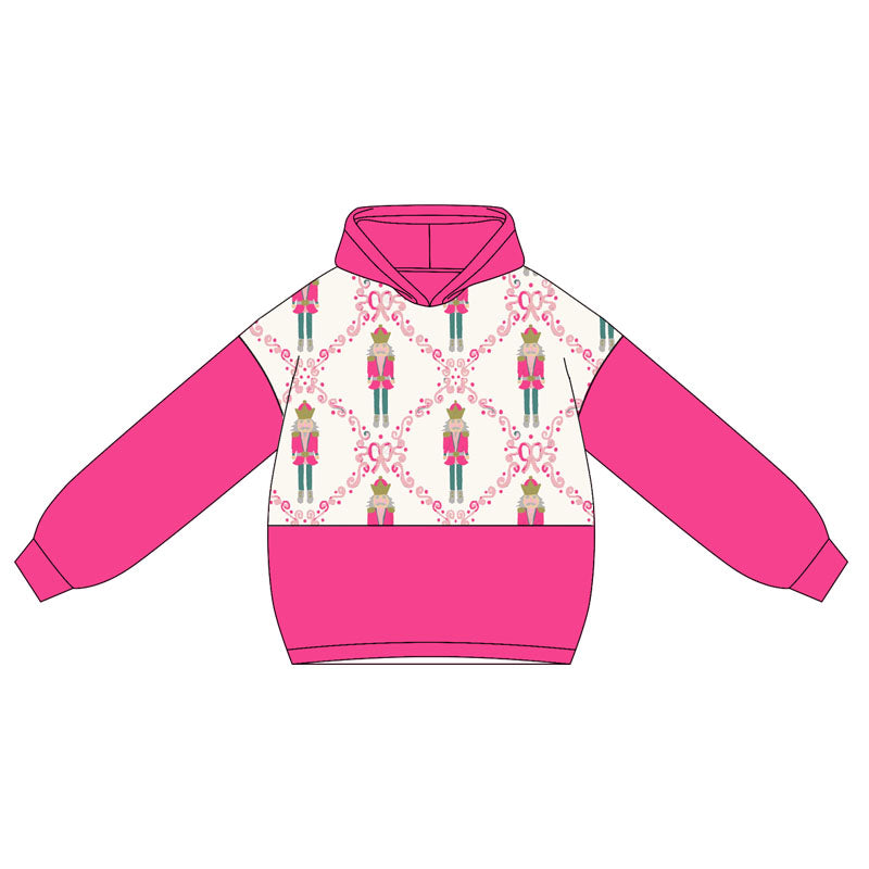 Preorder GT1043 Girls Nutcracker Plaid Rose Red Hooded Long Sleeve Top 202505