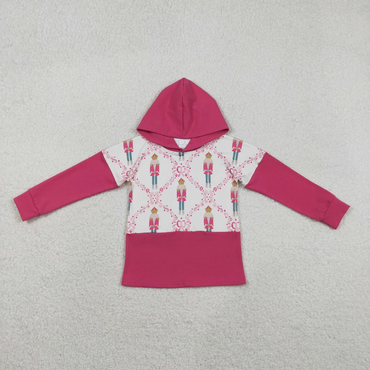 GT1043 Girls Nutcracker Plaid Rose Red Hooded Long Sleeve Top 202511 RTS